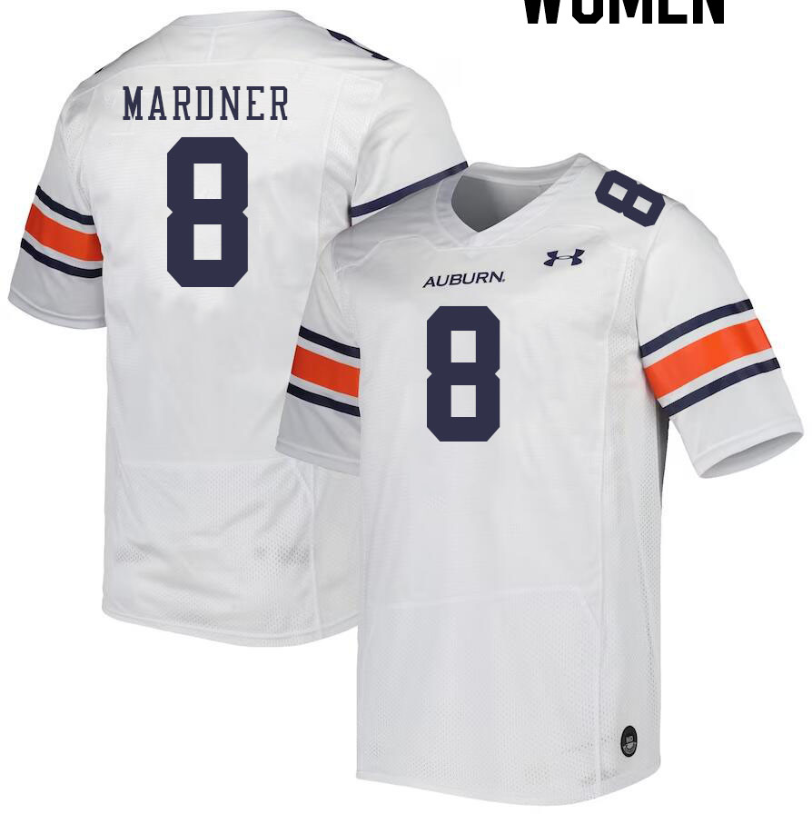 Women #8 Nick Mardner Auburn Tigers College Football Jerseys Stitched-White - Click Image to Close